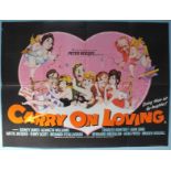 Carry On Loving' (1970) British Quad film poster, comedy starring Sidney James, art by Eric Pulford,