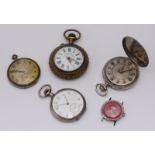 Four various pocket watches including a .800 grade cased example, together with a 'Flying Ace'