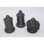 Three 19th century 3-piece pewter jelly or sorbet moulds, including a No.9 and No. 20 with diamond