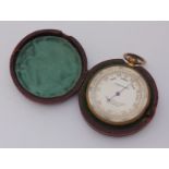 A pocket aneroid barometer by 'Chadburns of Liverpool', in velvet lined fitted leather case