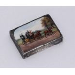 A Victorian silver and enamel vesta case by Sampson Mordan & Co. of rectangular form, the top