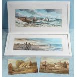 Two shoreline landscape studies, both signed and dated '2002', 20 x 46cm, together with a pair of