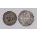 A Charles I silver Shilling (f), together with a William III Shilling (F)