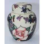 A Moorcroft pottery ginger jar and cover in the 'Twelfth Night' pattern designed by Emma Bossons,