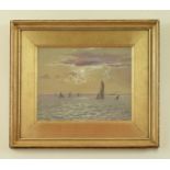 Martin Snape (1852-1930) Evening Sun Over the Solent, watercolour, signed, glazed and framed,