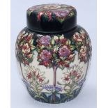 A Moorcroft pottery ginger jar and cover in the 'Romeo and Juliet' pattern designed by Rachel