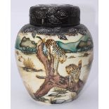 A Moorcroft pottery ginger jar and cover in the 'Cheetahs' pattern after Anji Davenport, signed,