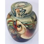 A Moorcroft pottery Ginger Jar & Cover in the 'Trout' pattern after Phillip Gibson, copyright