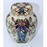 A Moorcroft pottery ginger jar and cover in the 'Honeysuckle' pattern designed by Sarah Brummell-