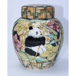 A Moorcroft pottery ginger jar and cover in the 'Giant Panda' pattern designed by Sian Leeper,