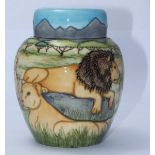 A Moorcroft pottery Ginger Jar & Cover decorated in the 'Pride of Lions' pattern after Sian