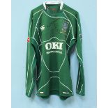 An, e-on FA Cup signed David James Portsmouth FC green goalkeeper's shirt, signed and with