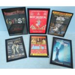 Thirty framed modern theatre posters including Sweet Charity, Evita, 42nd Street, Gypsy, Annie and