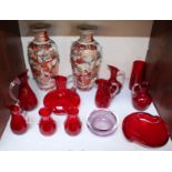 SECTION 14. A small collection of assorted Ruby glass items, including bowls and jugs etc.