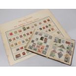 A single sheet of Japanese stamps, mounted and franked, together with a schoolboy album of