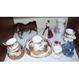 SECTION 15. An assortment of mixed ceramics including two Royal Doulton figures of ladies, '