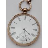 A Waltham & Co open-face pocket watch, with gold-plated case, white enamel dial with Roman