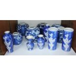 SECTION 25. Twelve various Chinese blue and white porcelain vases decorated with white prunus