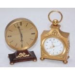 Two small metal mantel clocks including one Swiss made example by 'Imhof' etc. tallest measures 13.