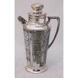 An Apollo electro-plated cocktail shaker by Bernard Rice's Sons, the base inscribed 'What'll yer