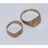 Two various 9ct gold gents signet rings, gross weight approx. 9.3g