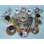 A quantity of silver-plated items including three twisted-stem goblets by Valero, water jug by