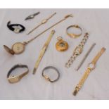 A quantity of watches including a Cortébert pocket watch, another pocket watch and a 9ct gold