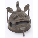 An Oriental cast bronze head of a Fo Dog, with hook on top, approx. 15cm high