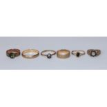Six various 9ct gold rings (as found), gross weight approx. 12.9g