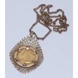 An 1893 gold sovereign with Melbourne Mint Mark set in 9ct gold pendant mount and 9ct gold