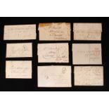 Postal History Interest: Eleven early 19th century pre-postal reform handwritten letters bearing