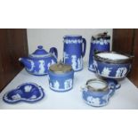 SECTION 21. A quantity of Wedgwood Jasperware comprising two jugs, teapot, pin dish etc.