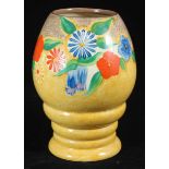A Clarice Cliff vase, shape 362, painted in the 'Canterbury Bells' pattern, 20cm high