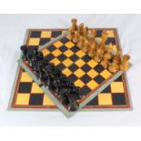 A Jaques of London Staunton boxwood and ebony chess set, the king measuring approx. 9cm high, the