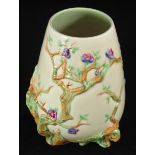 A Clarice Cliff 'My Garden' pattern vase of tapering cylindrical form, decorated with moulded scenes