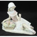 Two assorted Lladro porcelain figure, including a figure-group of woman and a girl with flower