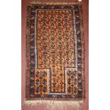 A hand-knotted Caucasian prayer rug, in orange, brown and cream, approx. 150x88cm