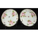 A pair of Swansea Porcelain dishes, each of 'silver-shape' moulded petal form with beaded rims and