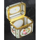 A 19th century Continental opaque white overlaid glass and ormolu-mounted casket, of rectangular