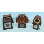 Six various mantel clocks including an oak cased Smiths example etc.