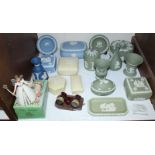 SECTION 19. Sixteen various pieces of Wedgwood Jasperware including trinket boxes, pots and