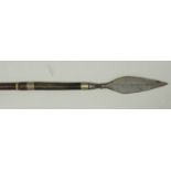 A late 19th / early 20th century North African / Sudanese Fighting spear, with hand-forged leaf-