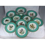 A 19th century Copeland Porcelain dessert service of ornithological interest, comprising eight