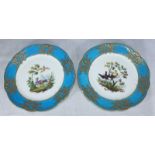 A pair of moulded 18th century Sèvres soft-paste porcelain cabinet plates, c.1770's, each painted