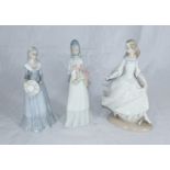 A Lladro figure of Cinderella No. 4828, approx. 25cm high, together with two Lladro style ladies (