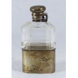 A silver and glass hip flask by Tiffany & Co, marked to underside ' Tiffany & Co, 4717M2150,