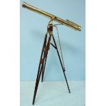 A large three-drawer English brass telescope by Smith, Beck and Beck, London, with finderscope, on