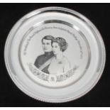 A commemorative sterling silver plate by John Pinches Medallists Ltd, entitled 'The Princess Anne