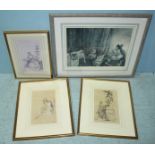 Four various prints after Russell Flint including three limited edition pieces, all depicting scenes