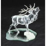 A Swarovski crystal model of a stag with silvered antlers, No. 291431, approx. 13cm high
